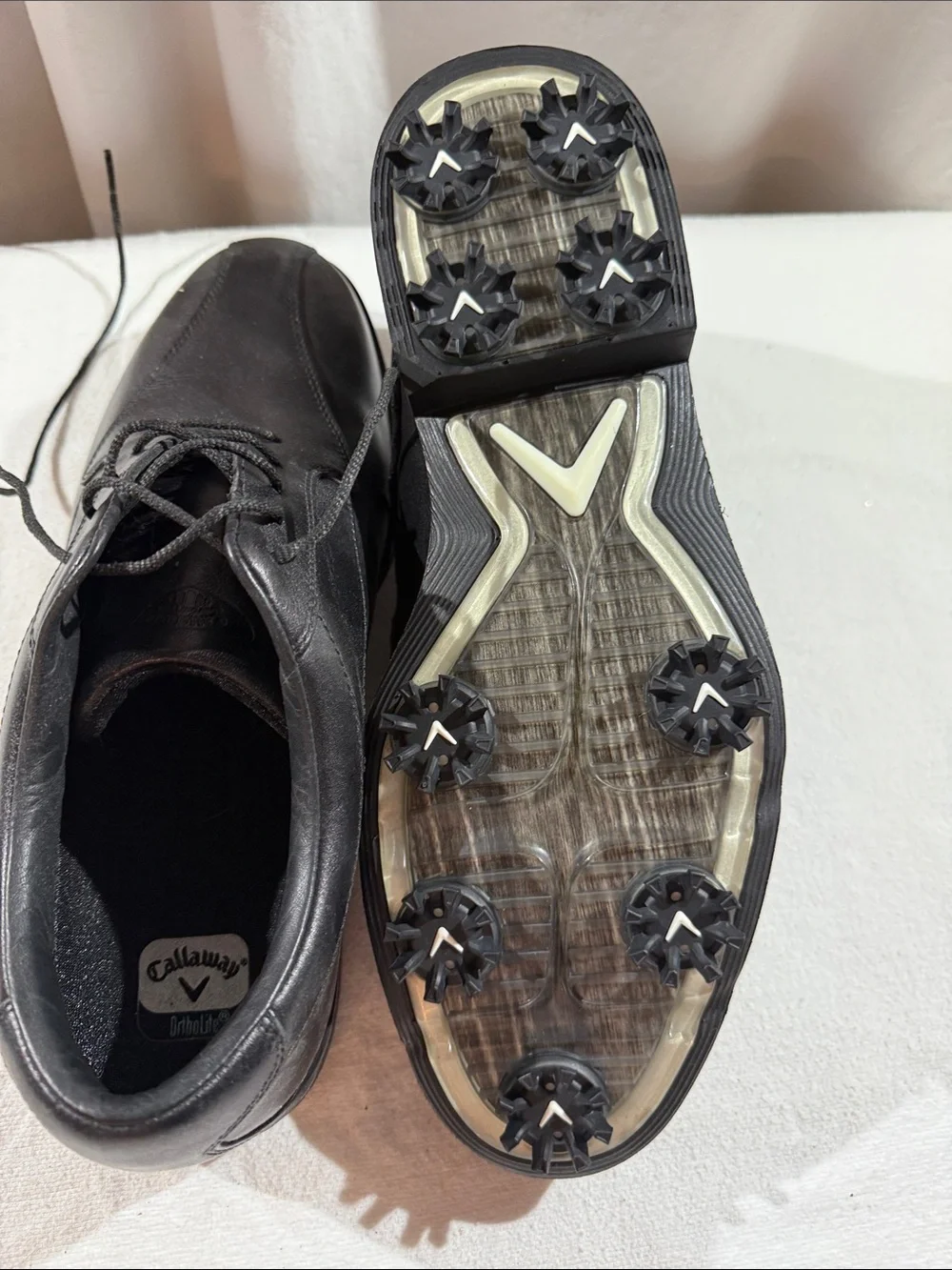 Callaway Men's Black Lace-Up Leather Golf Shoes
